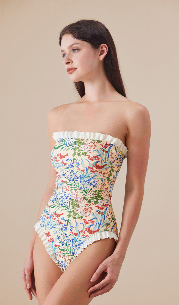 CLAIRE Reversible Ruffle One Piece Swimsuit